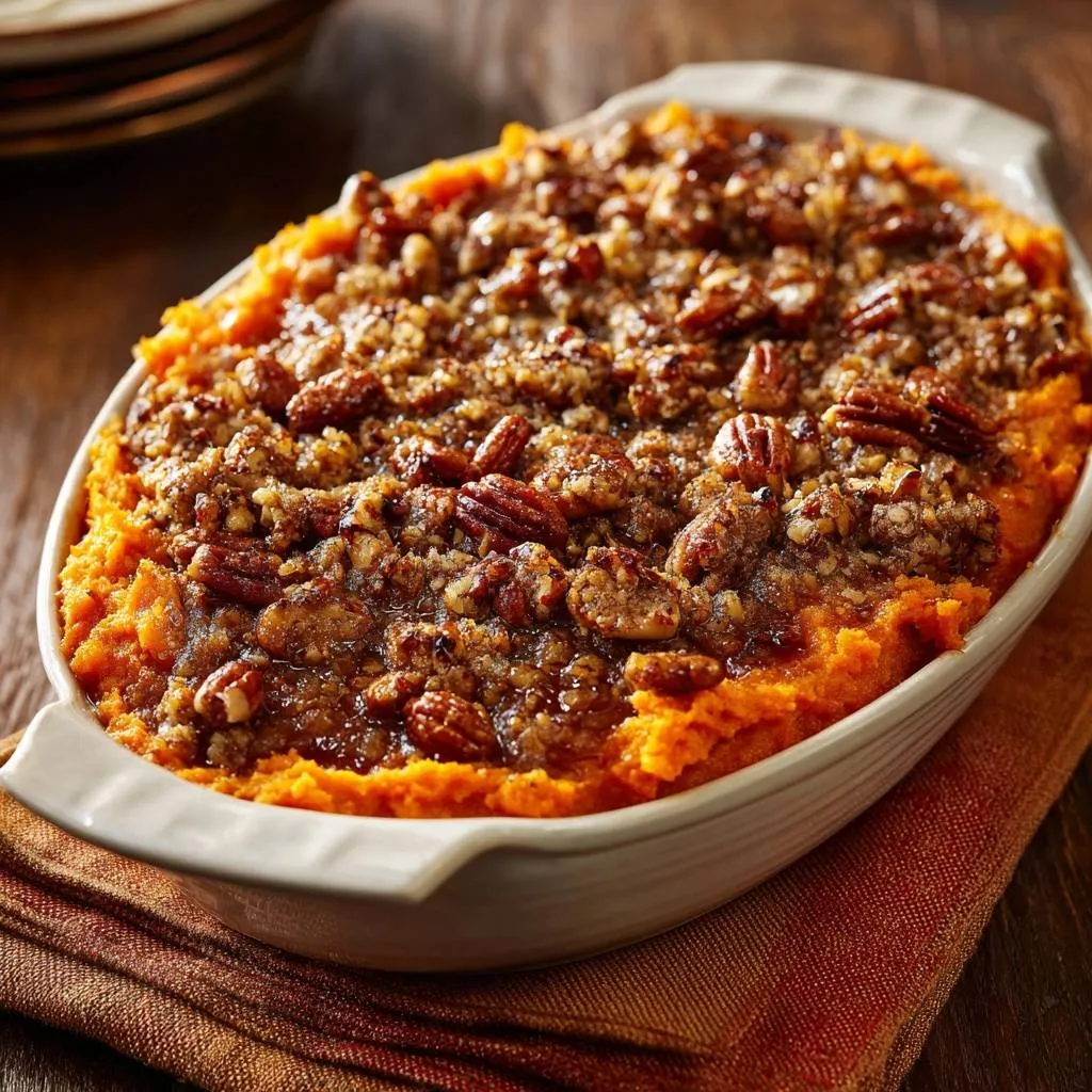 Pecan Streusel Sweet Potato Casserole Recipe - recipe image
