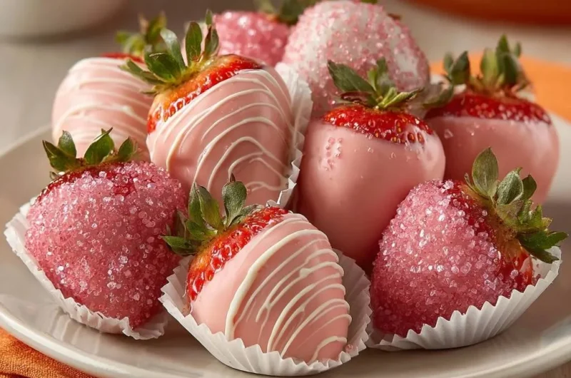 Pink Chocolate Dipped Strawberries