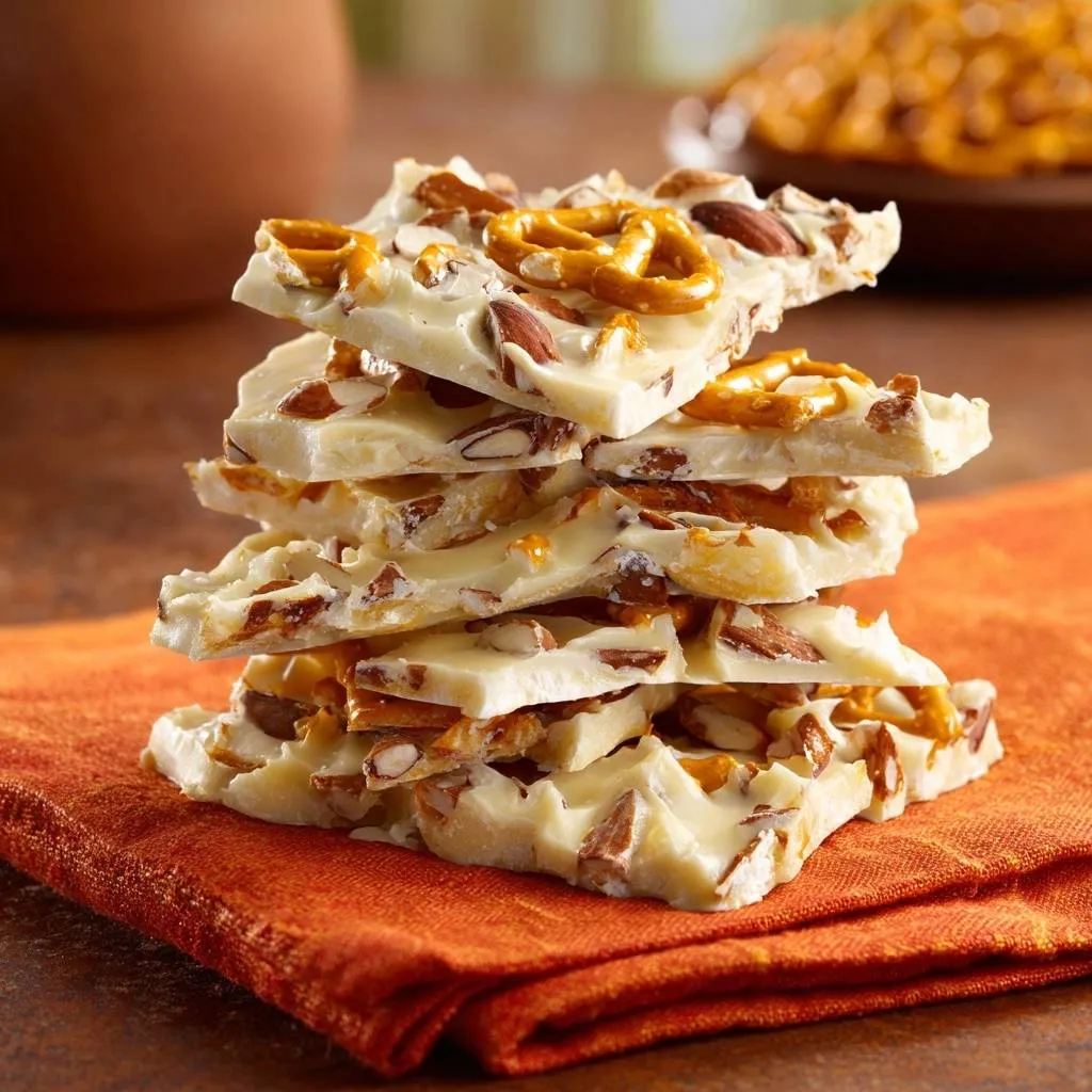 Pretzel Almond White Chocolate Bark: Silky Smooth Recipe - recipe image