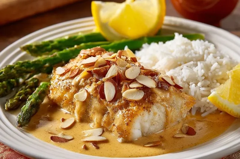 Almond Crusted White Fish with Lemon Cream