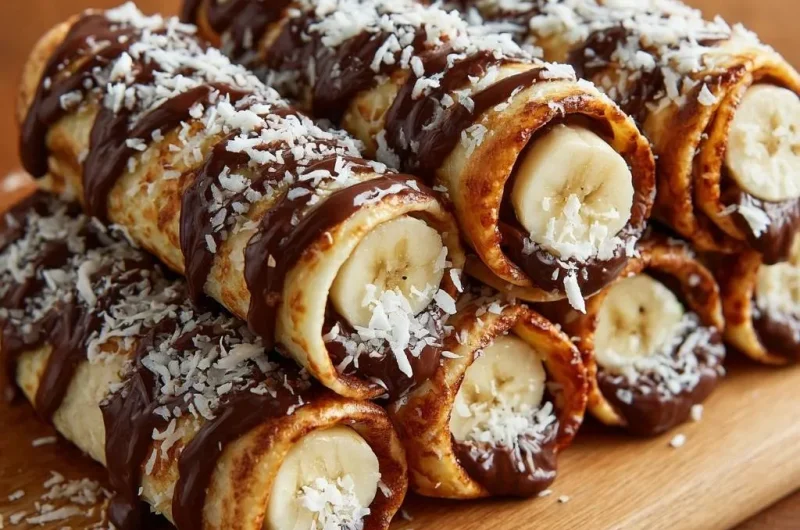 Banana Chocolate Coconut Crepe Rolls