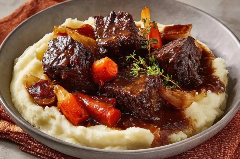Braised Beef Short Ribs over Creamy Mashed Potatoes