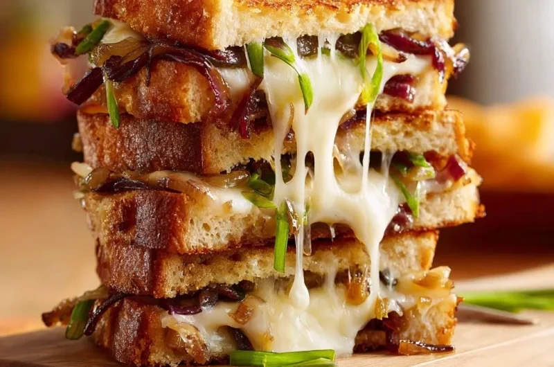 Caramelized Onion Grilled Cheese Stack