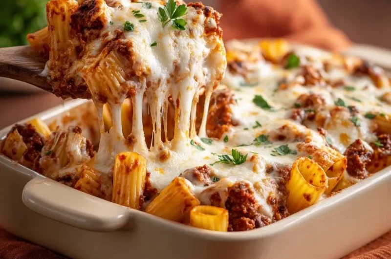 Cheesy Beef Baked Rigatoni