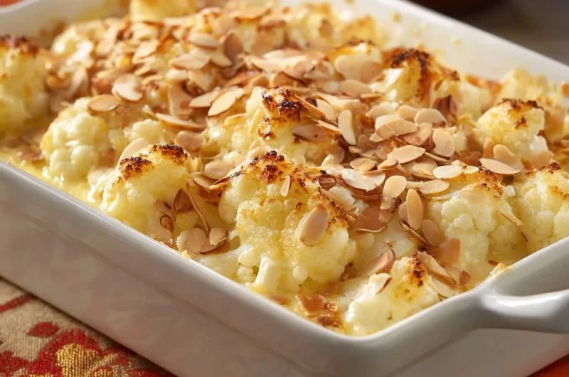 Cheesy Cauliflower Gratin with Toasted Almonds
