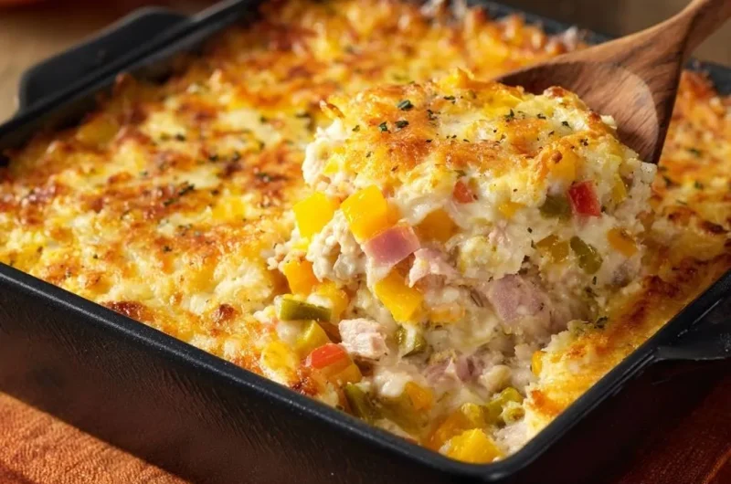 Cheesy Ham Pepper Corn Casserole