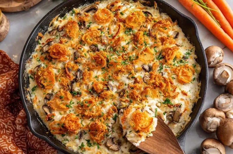 Cheesy Mushroom Rice Skillet