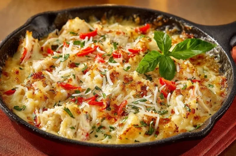 Cheesy Skillet Crab Cauliflower Bake
