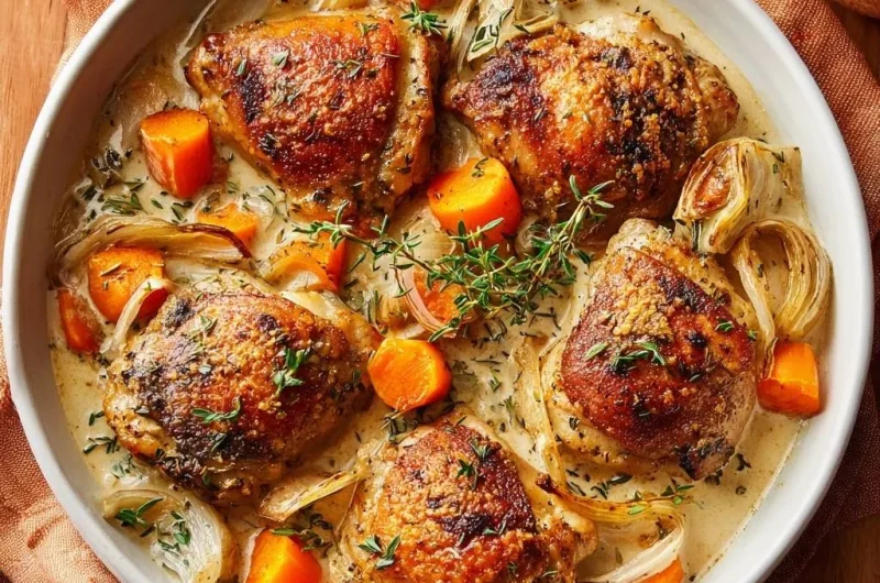 Creamy Chicken Thighs with Fennel and Carrots