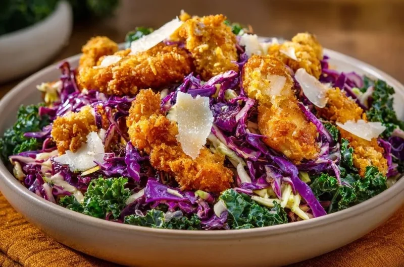 Crispy Chicken Kale Cabbage Salad