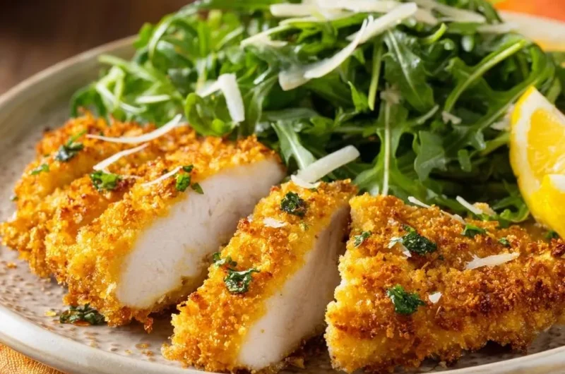 Crispy Chicken Milanese with Lemon Arugula Salad