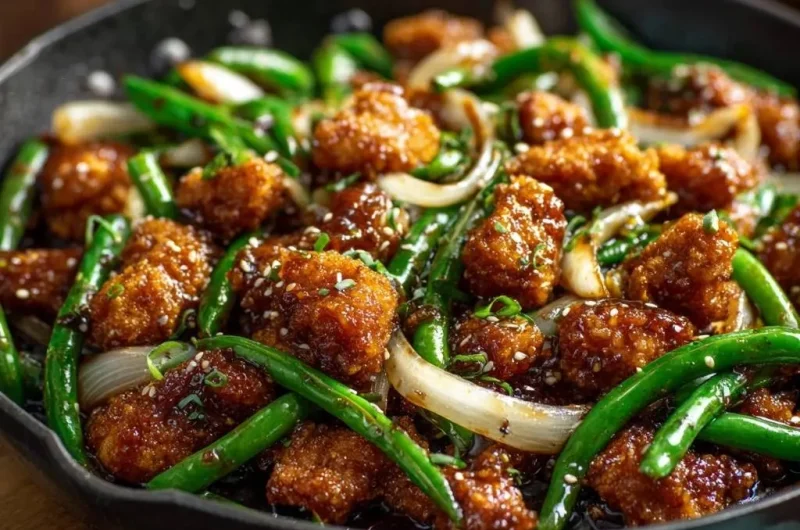 Crispy Sesame Chicken and Green Bean Stir-Fry