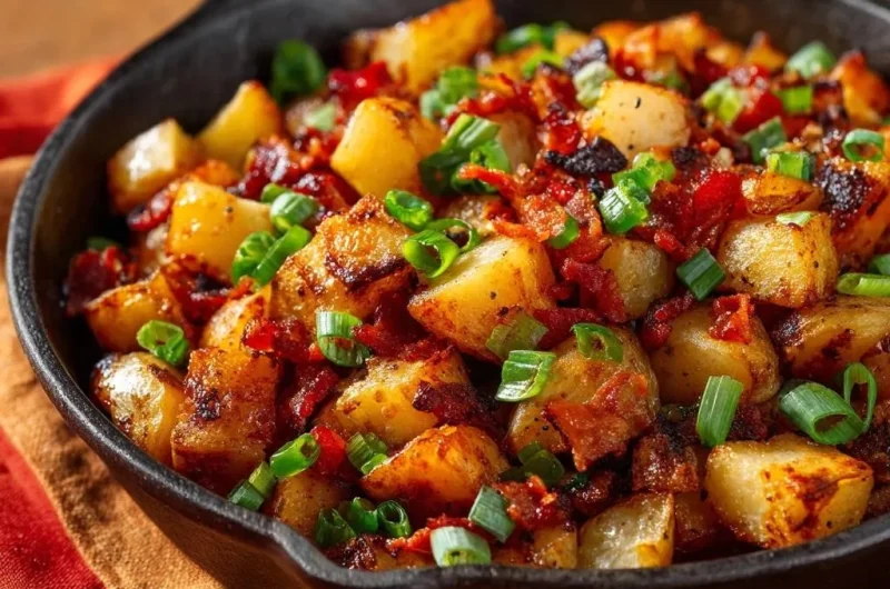 Crispy Skillet Potatoes with Bacon, Peppers & Green Onions