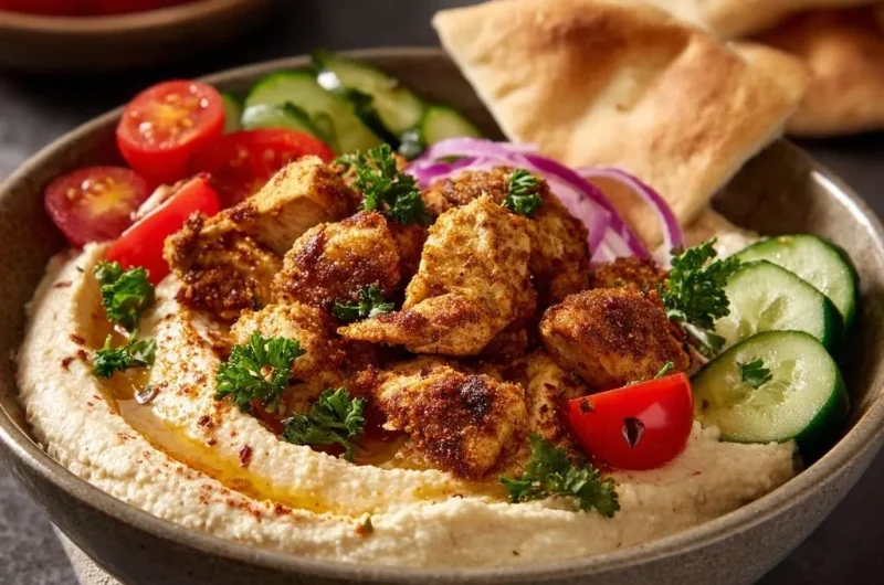 Crispy Spiced Chicken Hummus Bowl