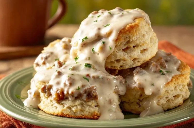 Fluffy Biscuits and Sausage Gravy