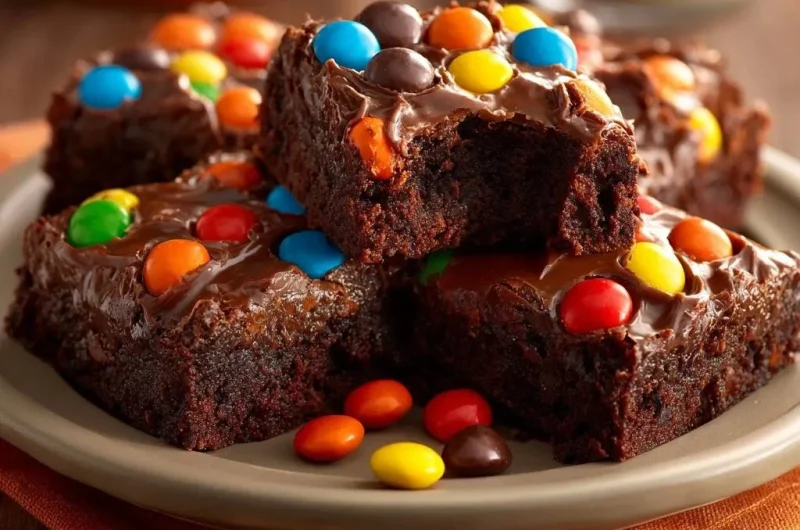 Fudgy M&M Frosted Brownies