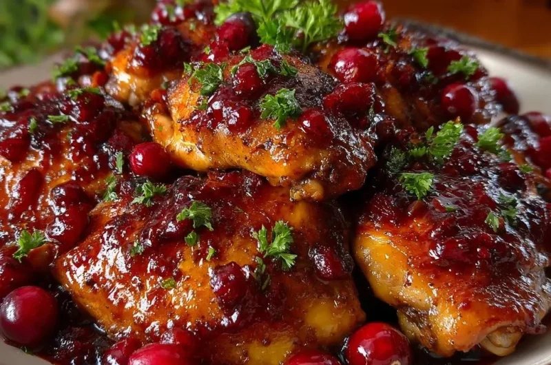 Glazed Cranberry Roasted Chicken Thighs