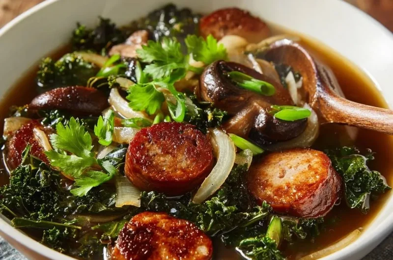 Hearty Sausage Kale Mushroom Soup