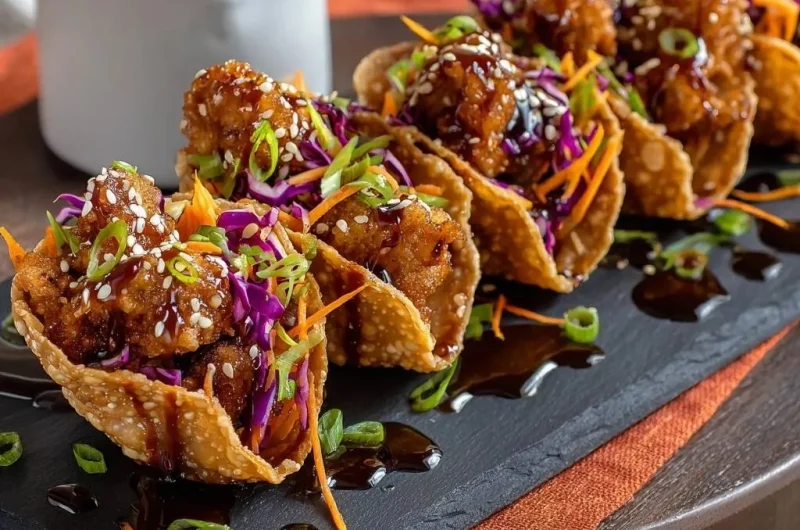 Crispy Wonton Chicken Tacos