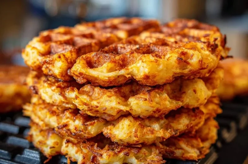 Golden Crispy Hash Brown Waffles