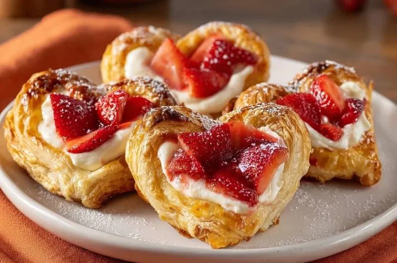 Heart-Shaped Strawberry Cream Pastries