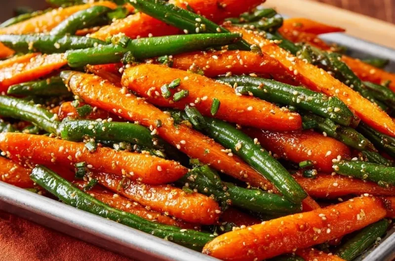 Honey Glazed Roasted Carrots and Green Beans