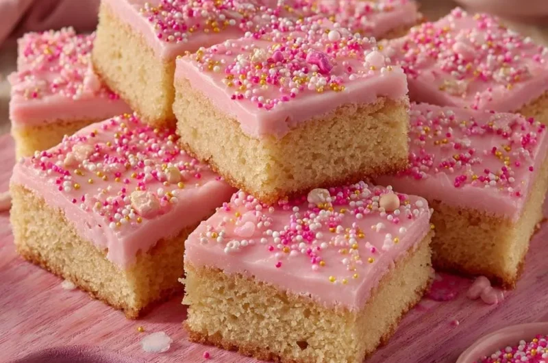 Pink Velvet Sheet Cake Squares
