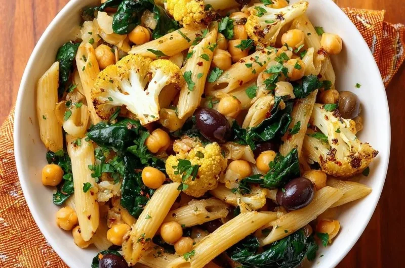 Roasted Cauliflower and Chickpea Penne