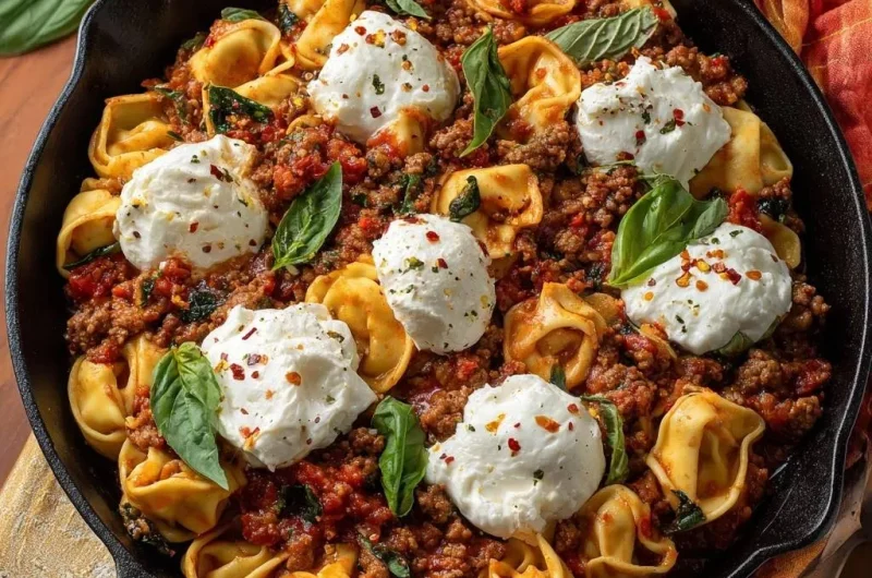 Skillet Beef Tortellini with Ricotta