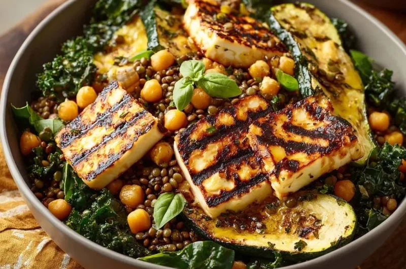 Grilled Halloumi and Lentil Power Bowl