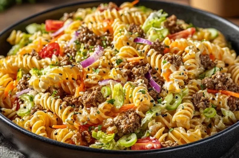 Zesty Cheeseburger Pasta Salad