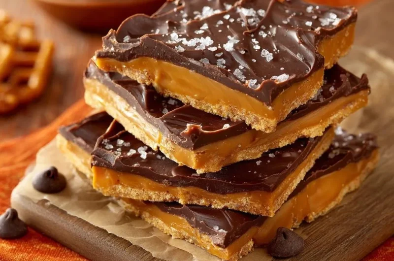 Salted Pretzel Caramel Chocolate Bars
