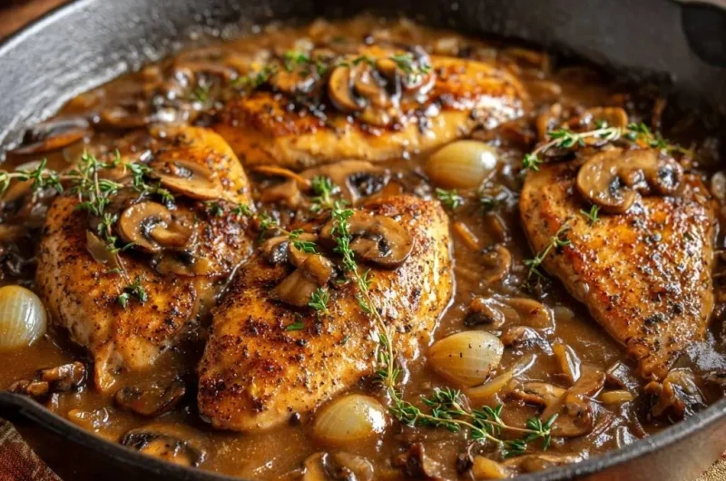 Skillet Chicken Breasts with Mushrooms, Pearl Onions & Thyme