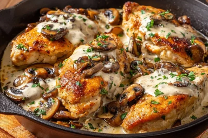 Skillet Creamy Mushroom Chicken