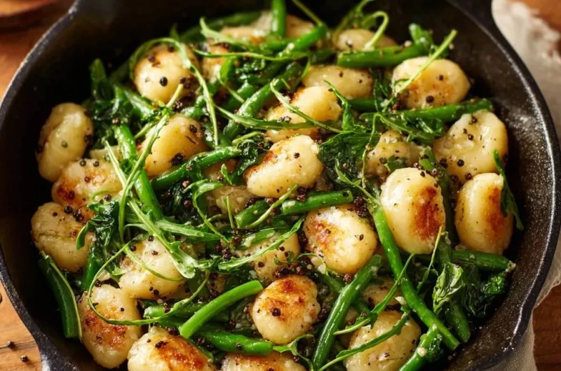 Skillet Gnocchi with Green Beans and Watercress