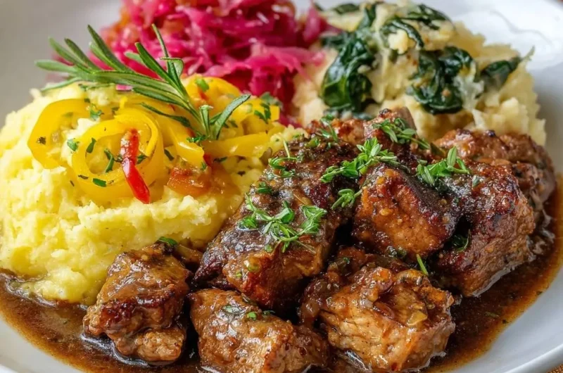 Slow Braised Beef Tips and Creamy Polenta