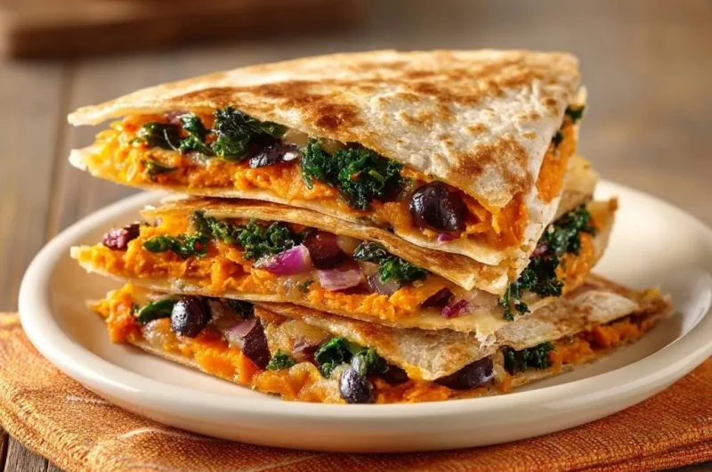 Sweet Potato Kale Black Bean Quesadillas