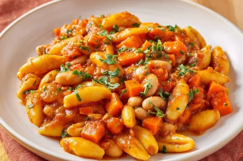 Tomato Gnocchi with White Beans & Carrots