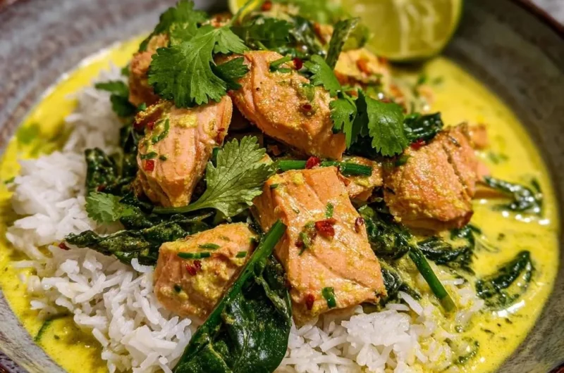 Yellow Salmon Curry over Rice