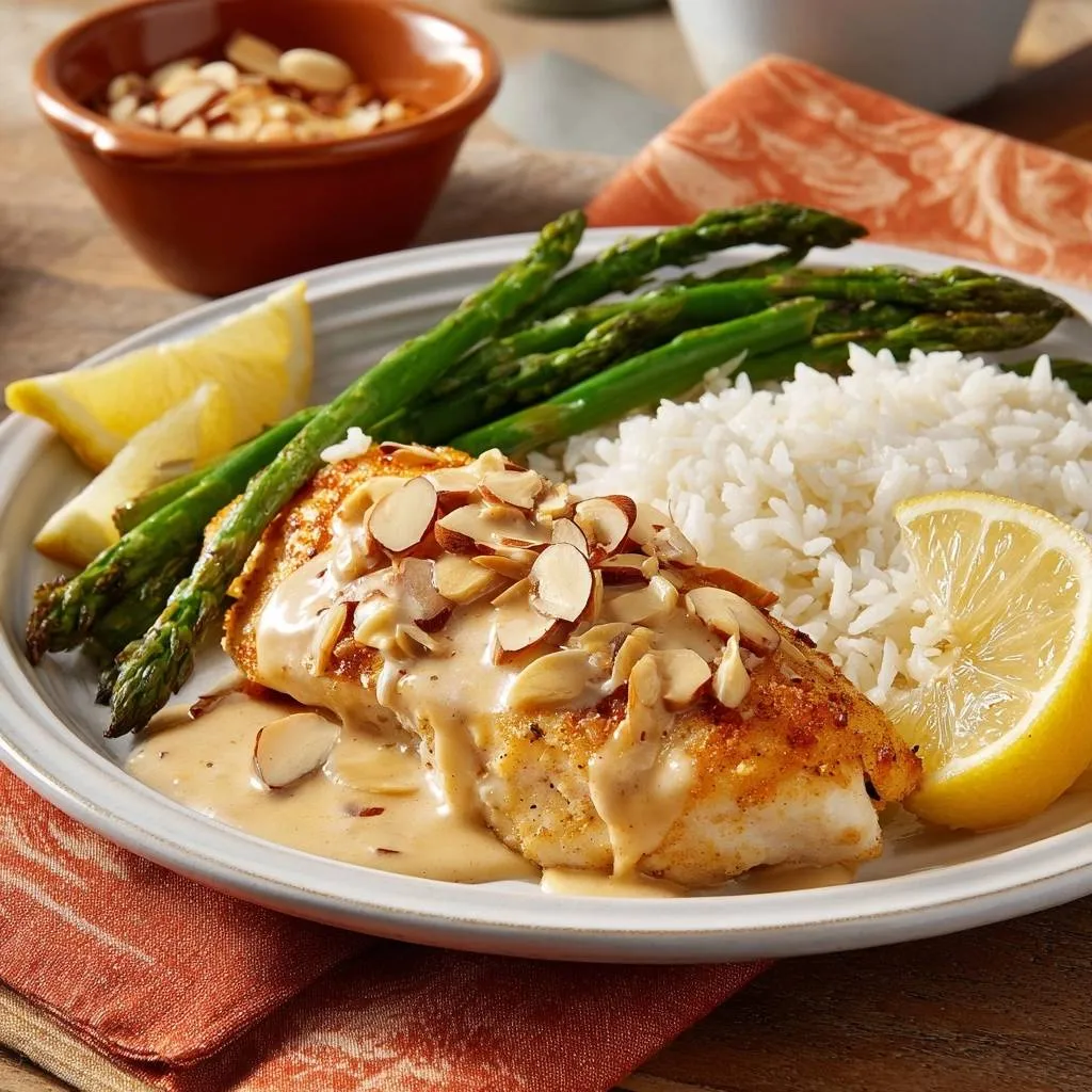Almond Crusted White Fish with Lemon Cream - recipe image