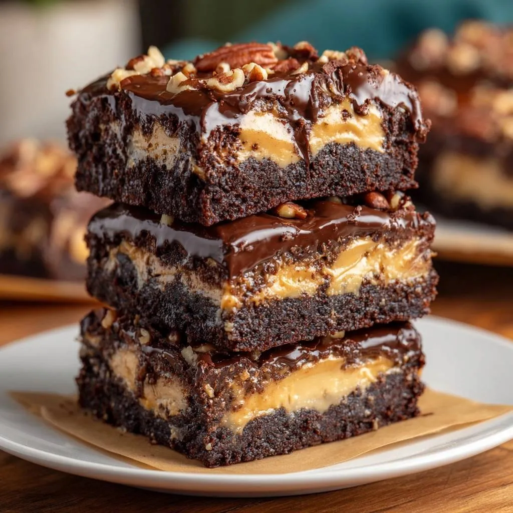 Caramel Pecan Brownie Bars: Foolproof Stacked Layers - recipe image