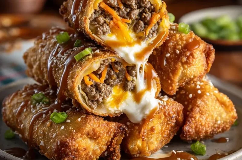 Cheesy Beef Egg Rolls