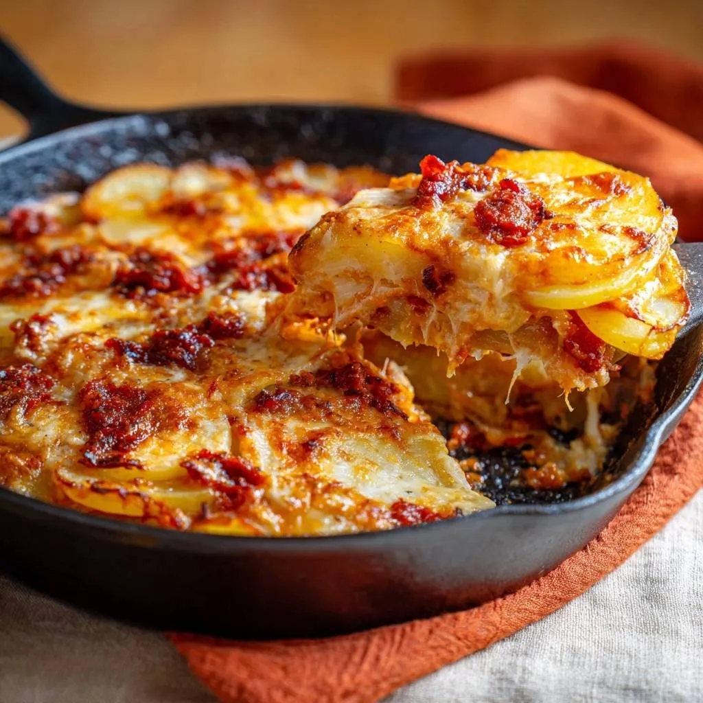 Cheesy Chorizo Skillet Potatoes: Crispy, No-Water Mess - recipe image