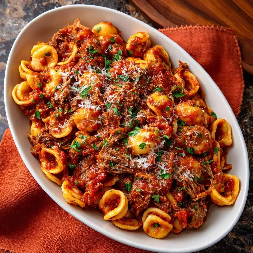 Cheesy Tortellini with Beef Ragu - recipe image