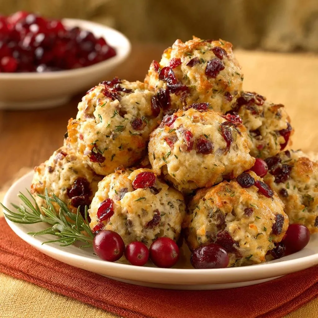 Cranberry dill cheese balls no-crumble perfection are artfully arranged on a white plate with fresh cranberries and rosemary.
