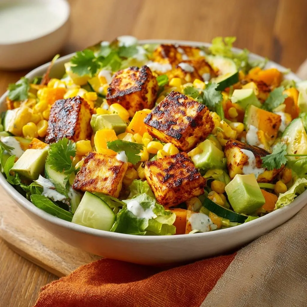 Grilled Paneer & Roasted Squash Salad: Crispy Texture Mastery - recipe image