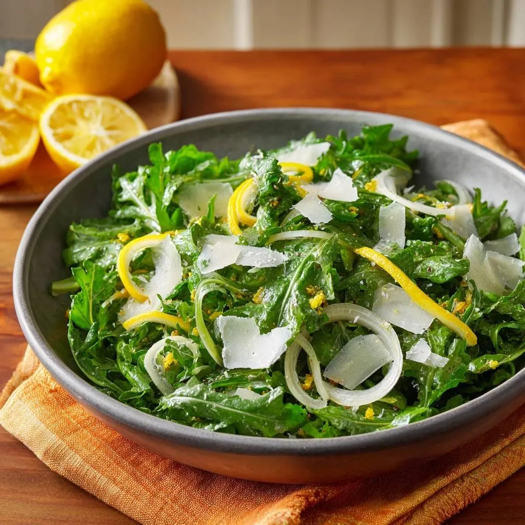 Lemony Arugula Parmesan Salad: Crisp Onion Fix - recipe image