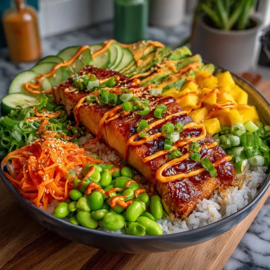Mastering Glazed Salmon Poke Bowls with Fluffy Rice - recipe image