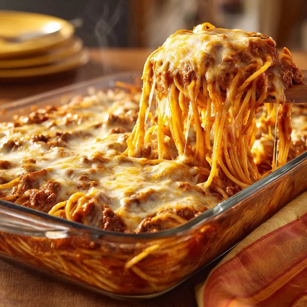 Mastering the Cheesy Baked Spaghetti Casserole - recipe image