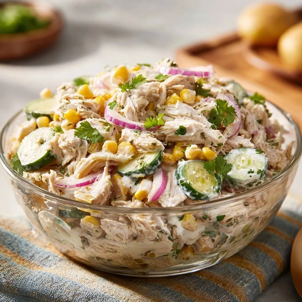 Mastering the Creamy Zesty Chicken and Corn Salad - recipe image